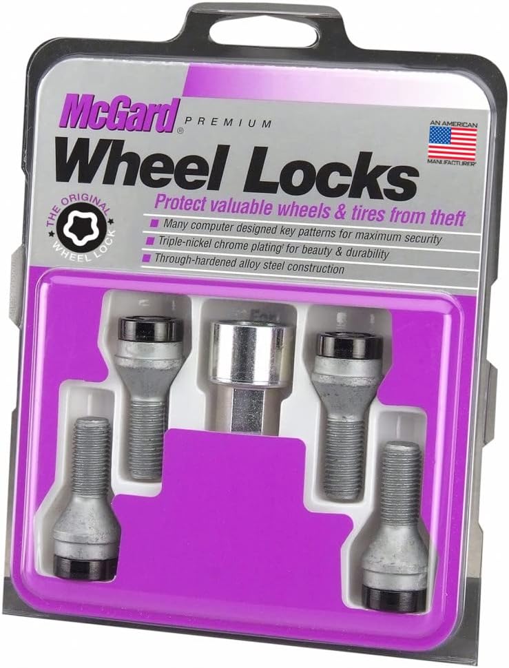 McGard Wheel Lock Bolt Set For BMW X3 2004-2010 | Cone Seat | M14 x 1.5 | 17mm Hex | 31.0mm Shank Length | 4-Pack | Black