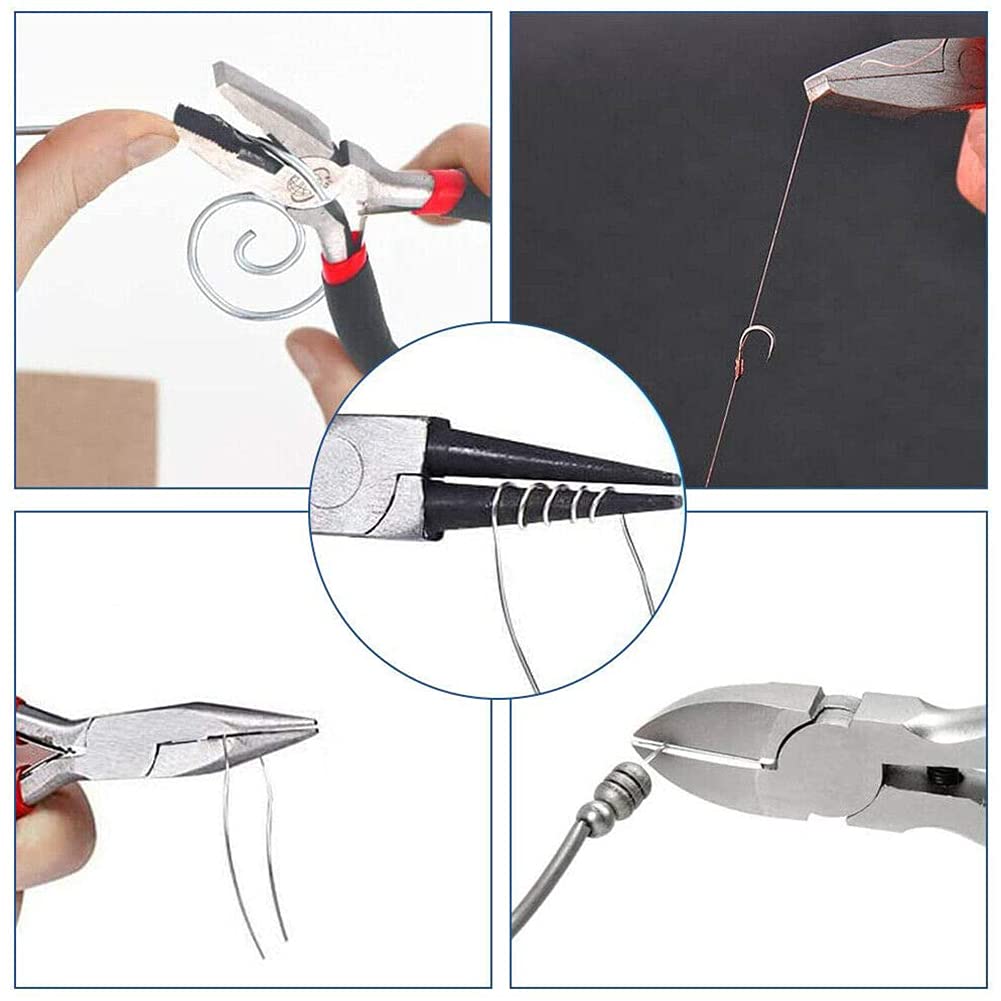 Kit 5 Pinces Pour Création De Bijoux - Bec Fin, Rond, Coupe-Fil, Courbé, Plat