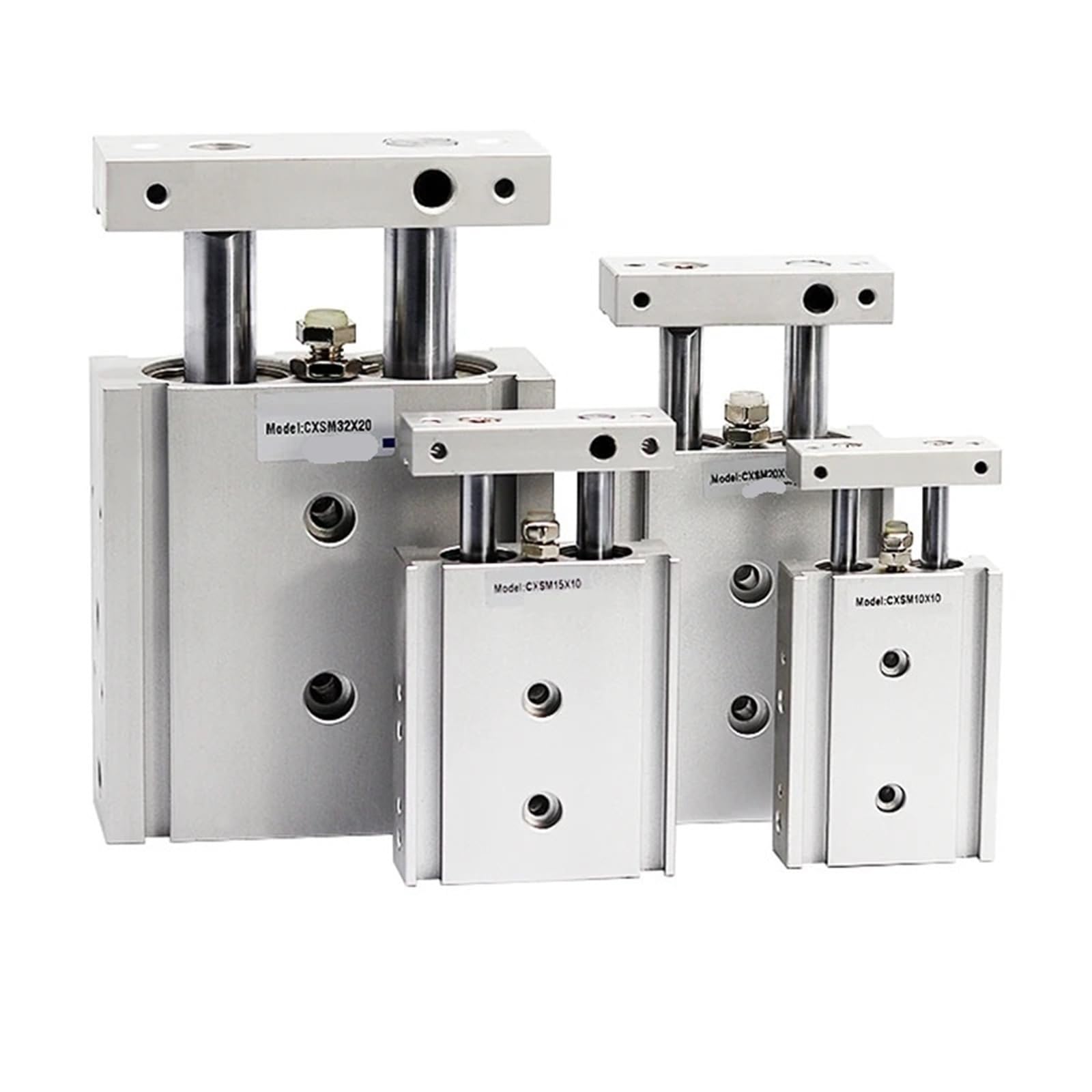 Cilindro neumático CXSM de guiado estable y doble vástago con carrera de 20mm anti-rotación