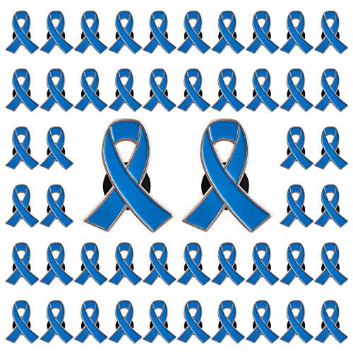Craffancy Blue Ribbon Pin, 50Pcs Colon Cancer Awareness Ribbons Lapel Pins Hope Brooch Enamel Jewelry Pins For Man Or Women #TOP7