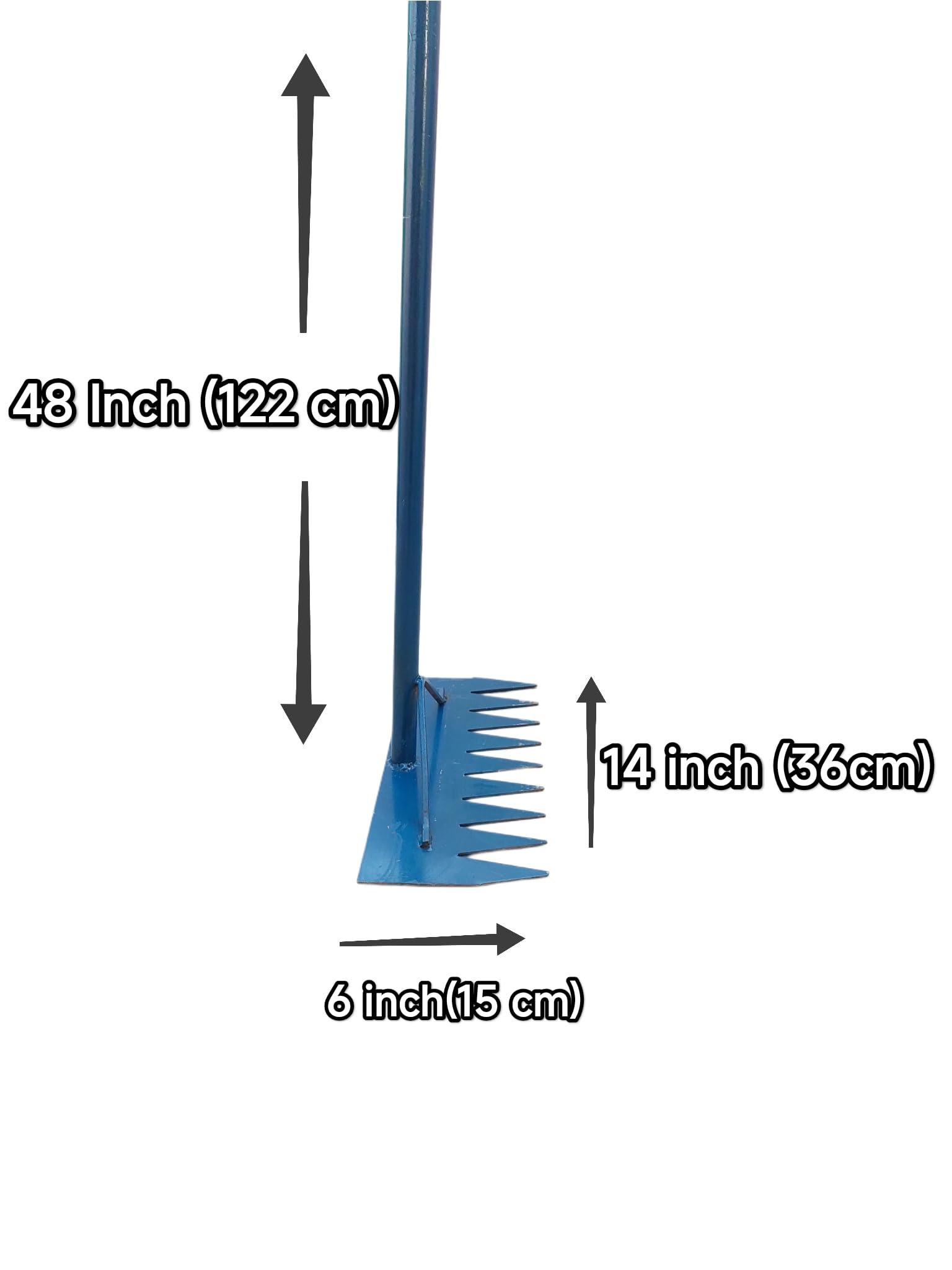 Shree Somgiri Heavy Duty Iron Garden Rake with 4 FT Long Iron Handle Wide Sharp Iron Teeth -14 inch for Efficient Lawn & Yard Clean-up Multi-Purpose Garden Tool for Soil Leveling, Leaf Raking - Image 2 thumbnail