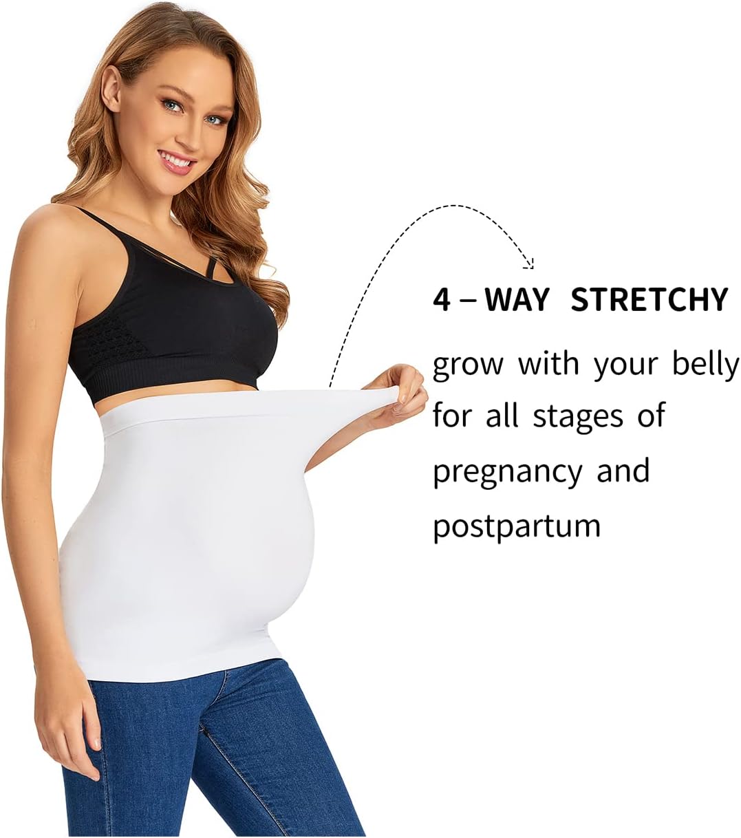 Combination of Maternity Shirts Extenders and Pants Waist Extenders, Seamless Maternity Belly Band - Image 5