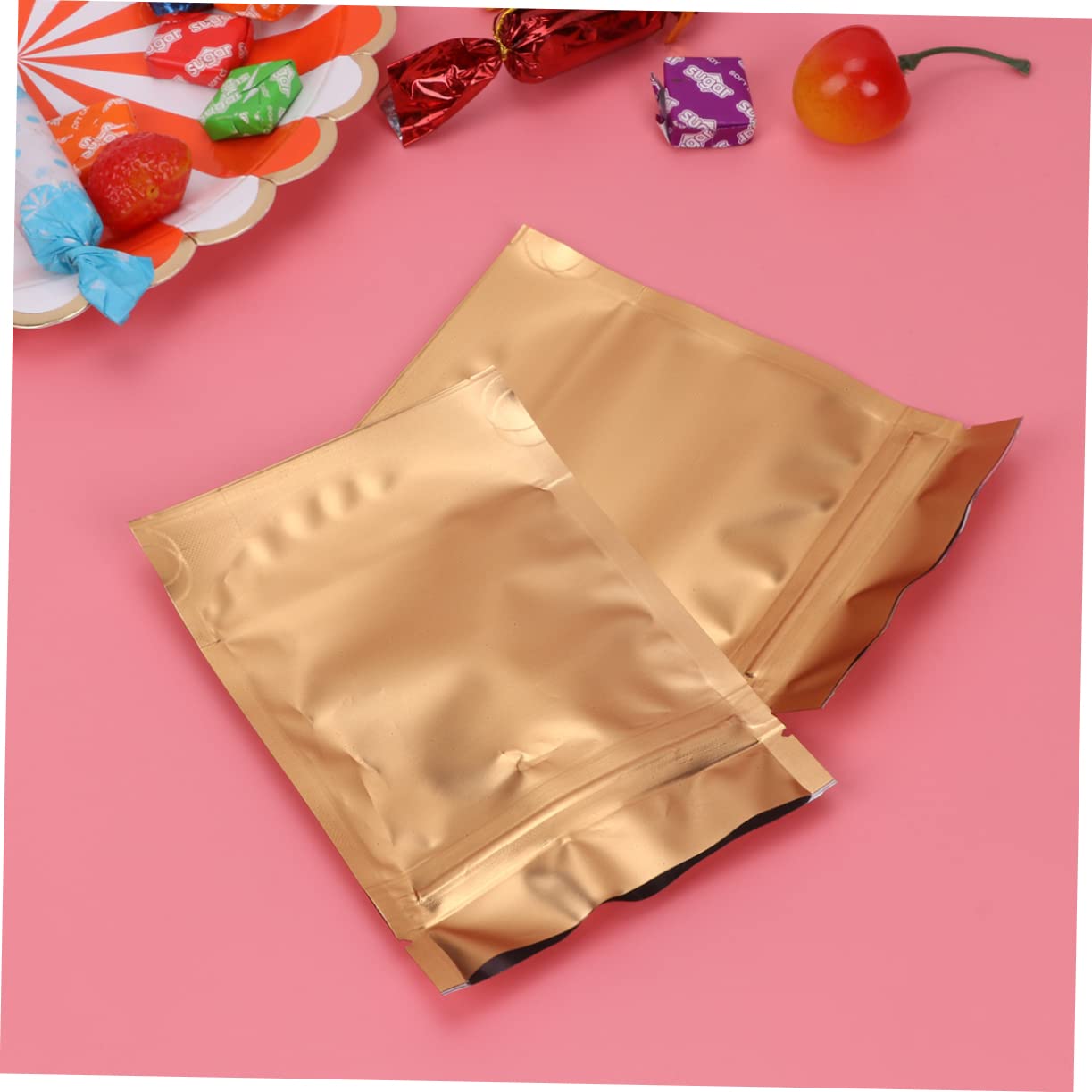 NAMOARLY Food Self-sealing Pouch 100pcs Practical Aluminum Foil Pouches for Baking Candy Tea Nuts Sturdy Easy to Seal