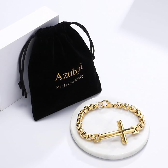 Pulsera cruz de acero inoxidable para hombre miniatura 6