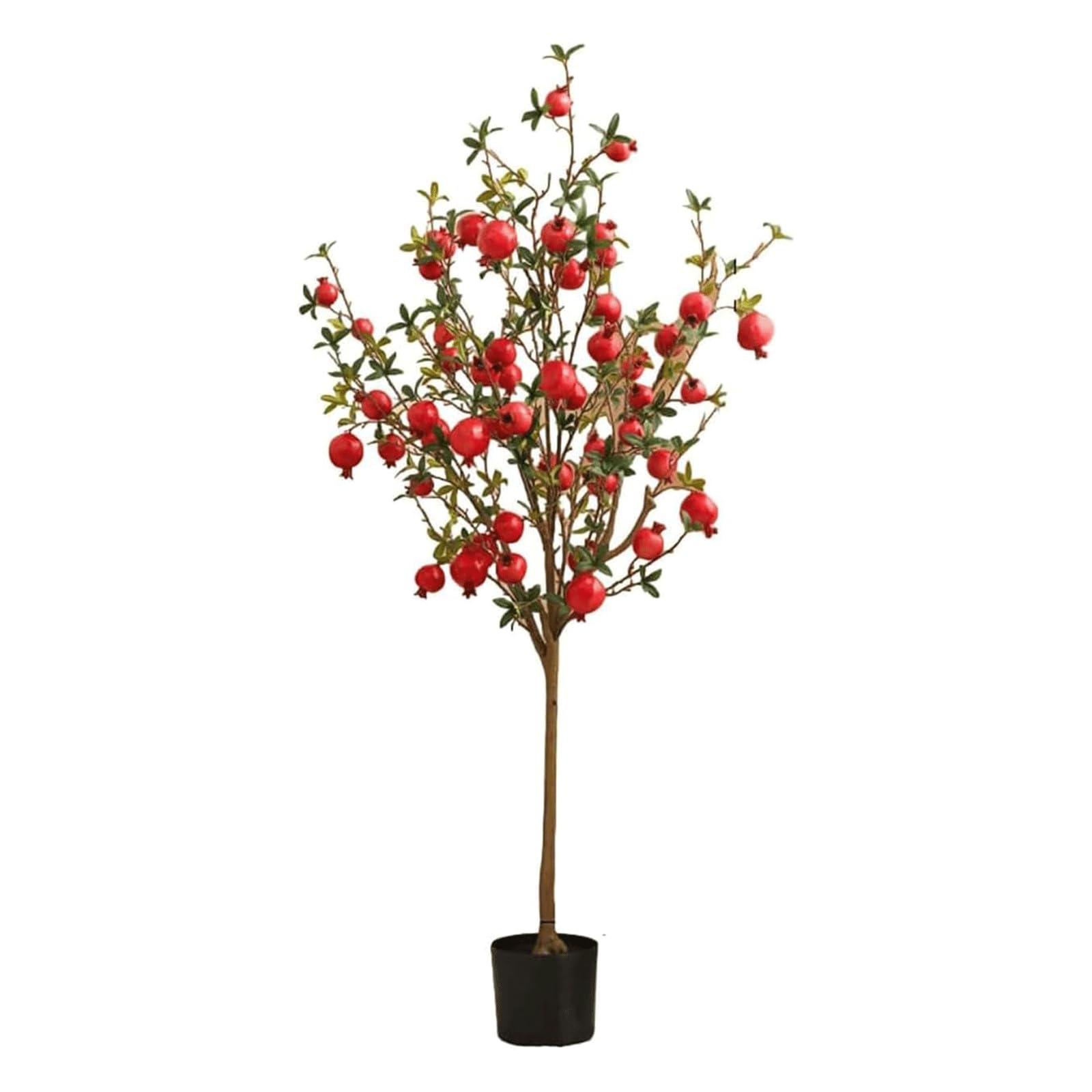 HCZKIUJY Artificial Trees 150cm/4.9 Ft Faux Plant Potted Plant Fake Tree Pomegranate Fruit Tree Fake Plant Indoor Outdoor Decoration (A)