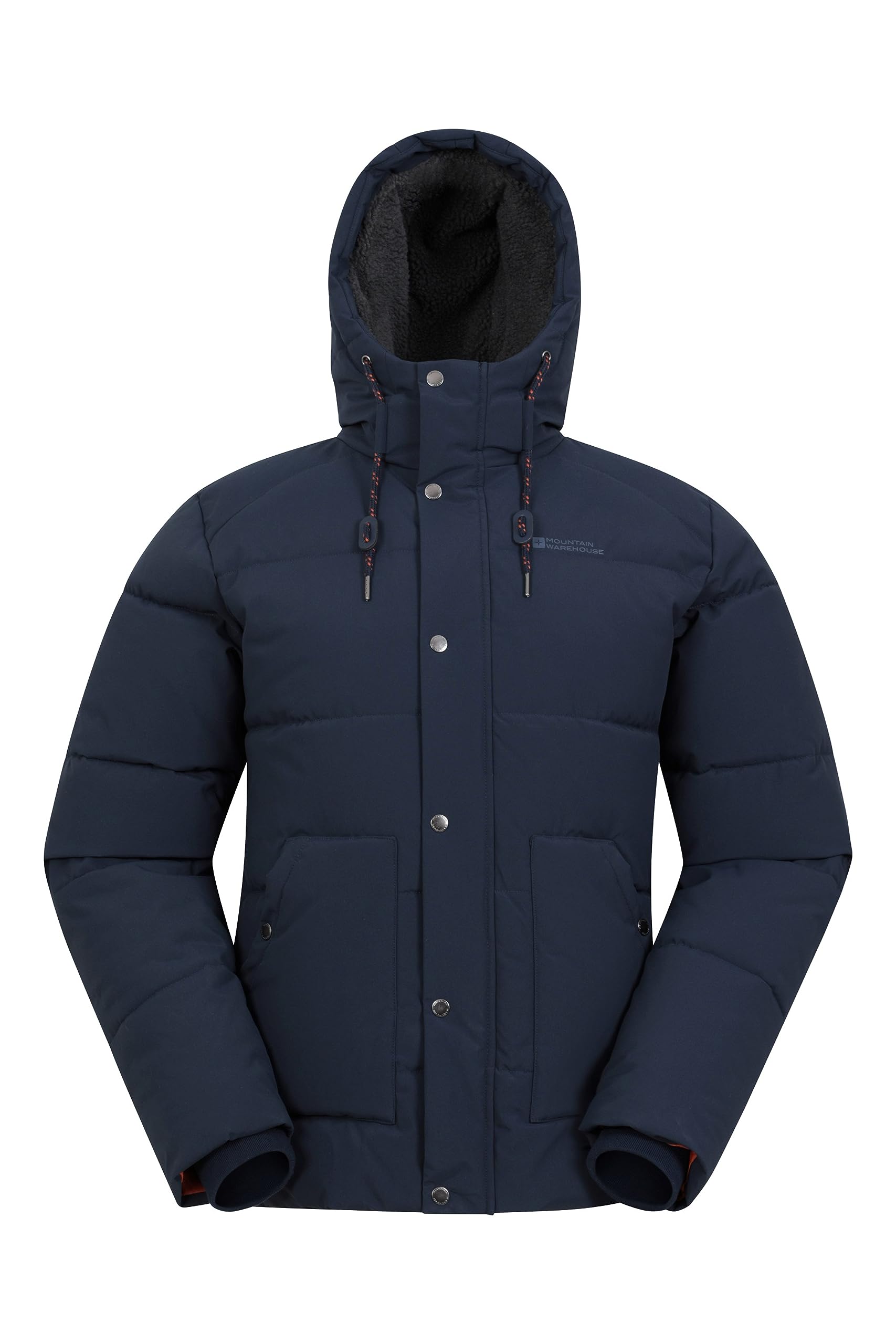 Mountain Warehouse Manta Mens Borg Lined Padded Jacket - IsoTherm, Water-resistant Parka Coat with Adjustable Hood - Autumn Winter, Outdoors, Travelling & Hiking Navy 4XL