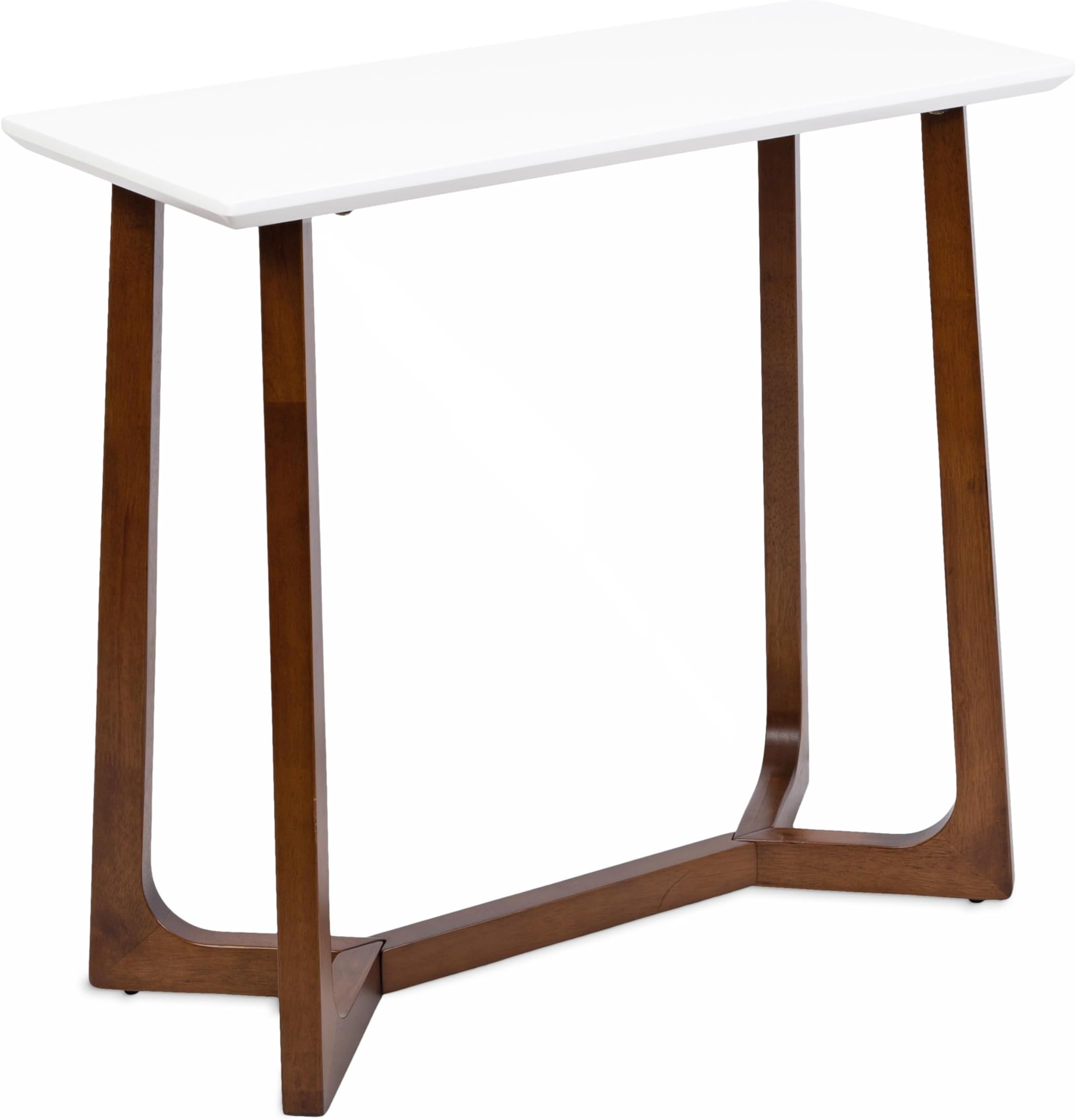 Kate and Laurel Olivant Modern Rectangle Wood Console Table, 32 x 15 x 30, White and Walnut Brown, Decorative Geometric Two-Tone Entryway Table for Use as a Functional Living Room Table