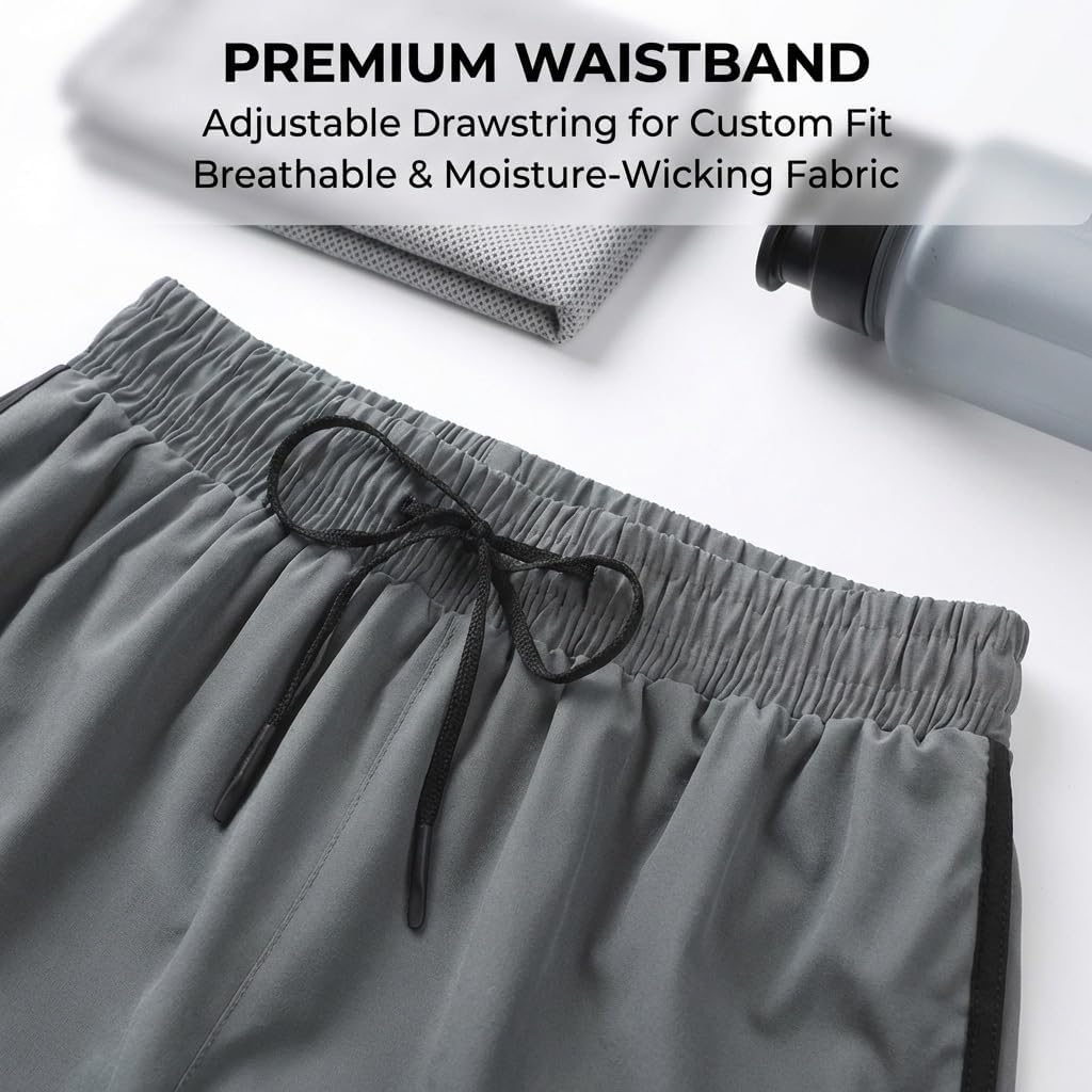 Mens 2 in 1 Running Shorts Quick Dry Lightweight Gym Athletic Workout Shorts with Pockets