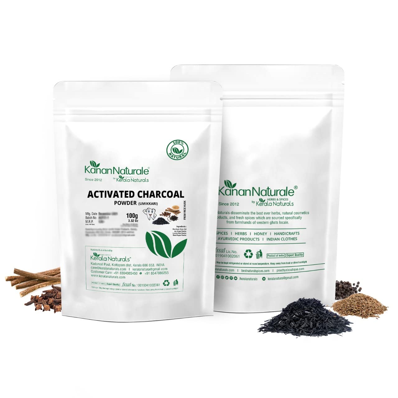 Kerala Naturals Herbal Tooth Powder 100gm | Healthy Gum & Teeth Whitening | Charcoal From Rice Husk 1