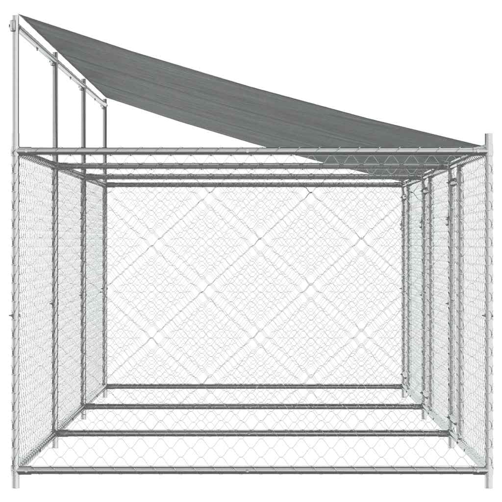 Cage pour chien avec toit et portes gris 6x2x2m acier galvanisé