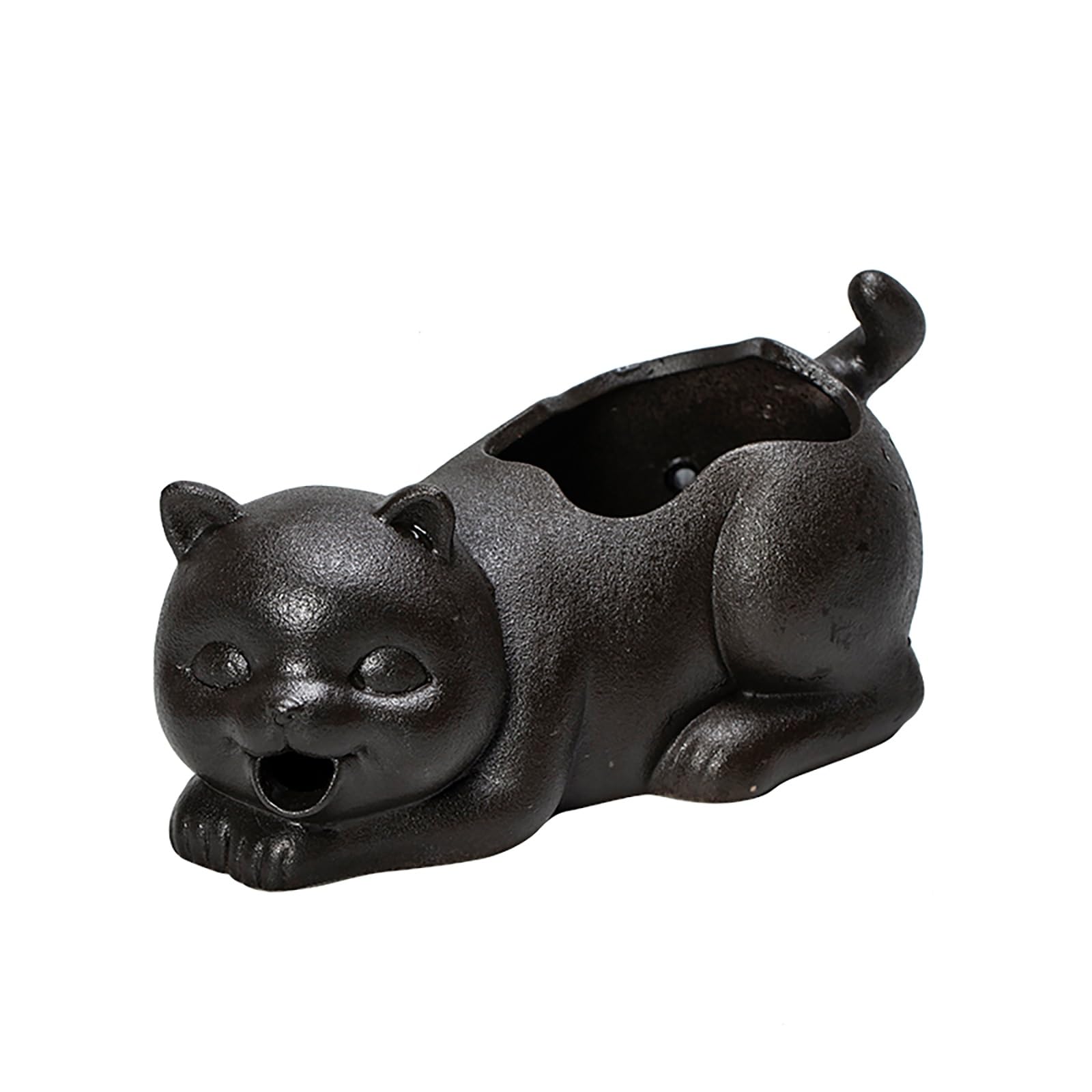 Cracheurs d'étang, Ornements D’Eau Qui Coule en Pot en Céramique, Sculpture d'animaux de Jardin, idéale pour Les Mini-étangs et fontaines de Jardin(Black)