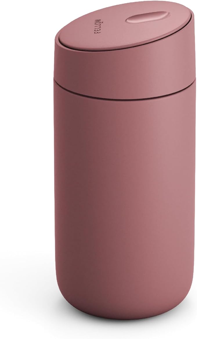 Fellow 12 oz Carter Slide Travel Mug – One-Handed Slide Lid, Vacuum Insulated Stainless Steel Tumbler with Ceramic Interior for Hot and Cold Drinks, Leak-Proof and Dishwasher Safe, Desert Rose