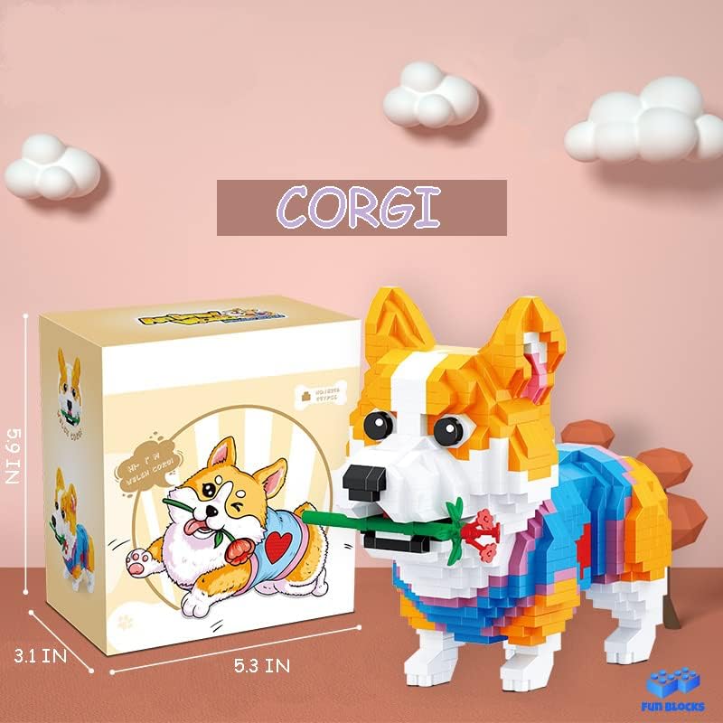 Miniatura 3 de Illumely Mini bloques de construcción conjunto de animales, ladrillos de juguete de construcción micro 3D DIY (Corgi 997pcs)