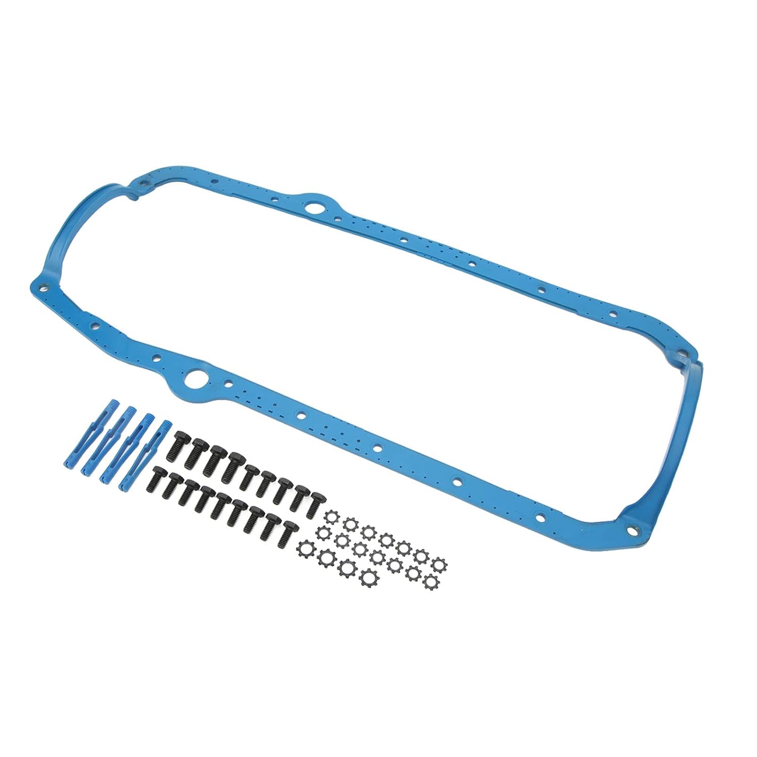 Engine Oil Pan Gasket Set, Steel Core Rubber Material OS34510T Replacement for Chevy SBC 305 350 327 Engine 1955 1985, with Strong Anti Ability