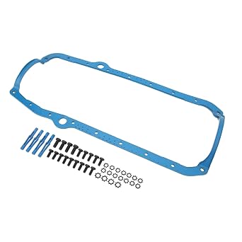 Engine Oil Pan Gasket Set, Steel Core Rubber Material OS34510T Replacement for Chevy SBC 305 350 327 Engine 1955 1985, with Strong Anti Ability