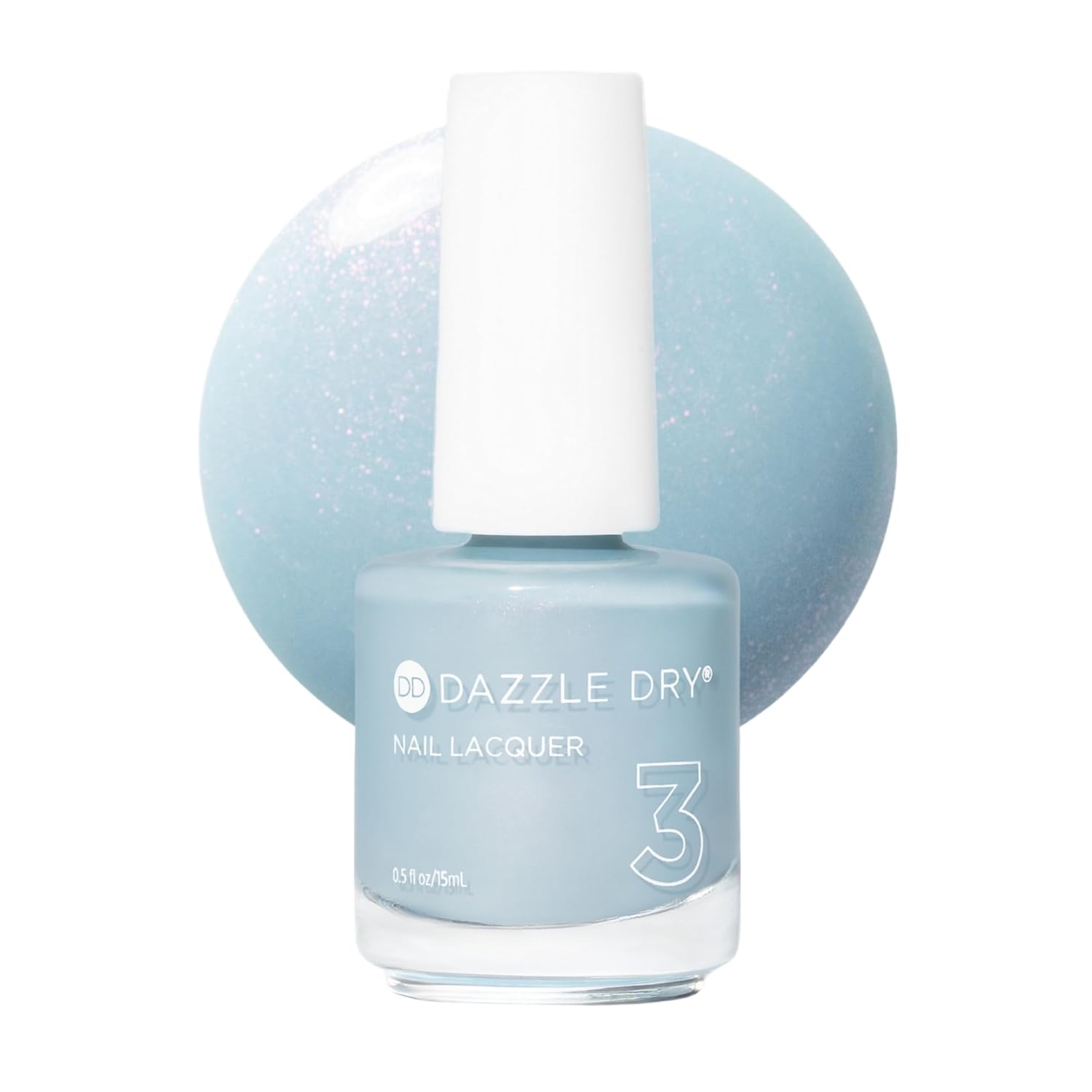 Dazzle Dry Nail Lacquer (Step 3) - Ski Lift - A powder blue with gray undertones with red shimmer. Semi-sheer shimmer. (0.5 fl oz)