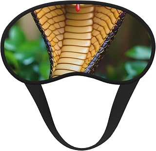 Cobra Snake Pattern Sleep Mask for Side Sleeper Light Blocking Eye Mask Soft Satin Fabric Black Trim Elastic Strap for Travel Sleeping