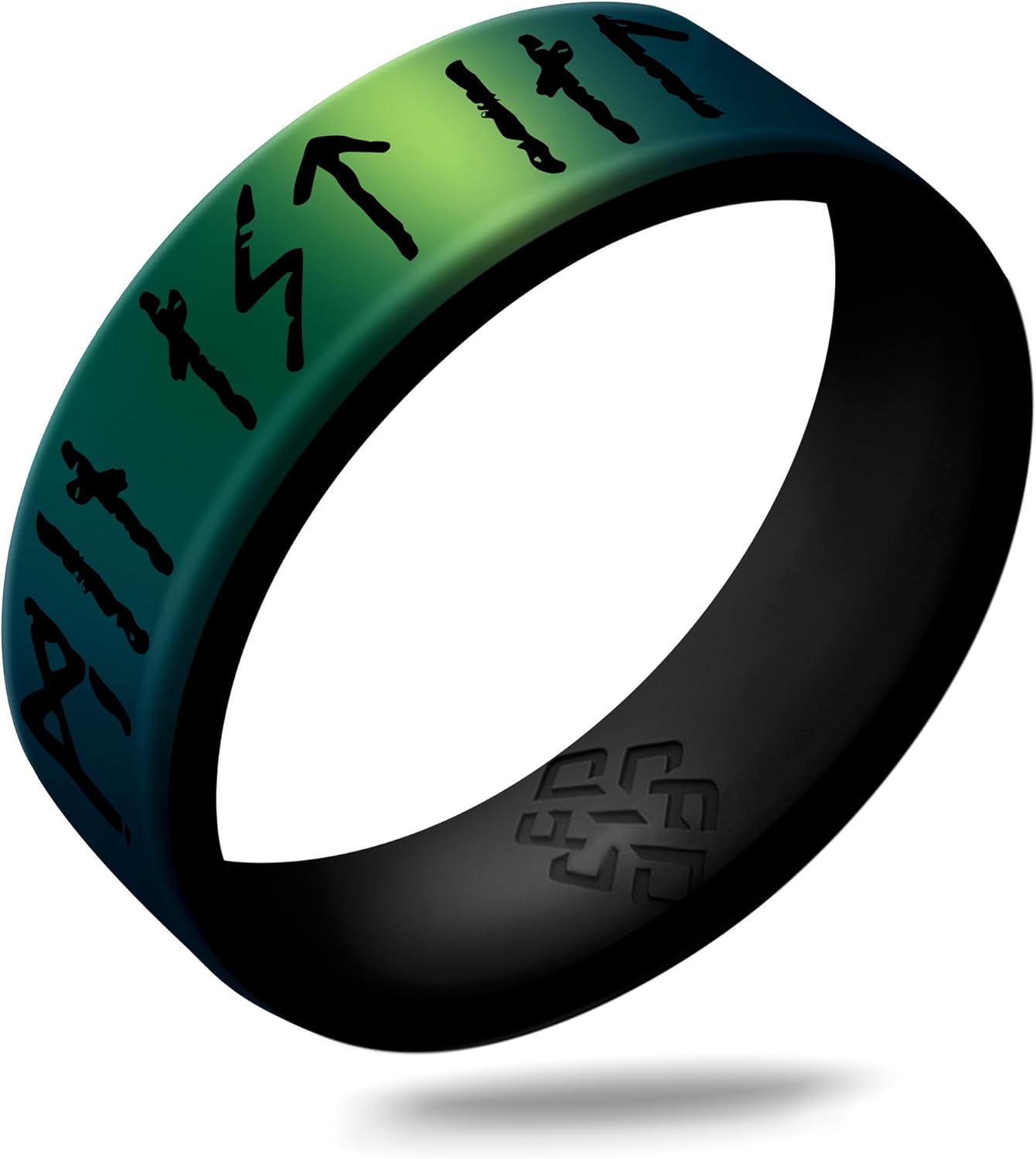 Knot Theory Viking Silicone Ring - My Love Forever in Rune Characters Breathable Comfort Fit - Valentine's Engagement Mens Wedding Band