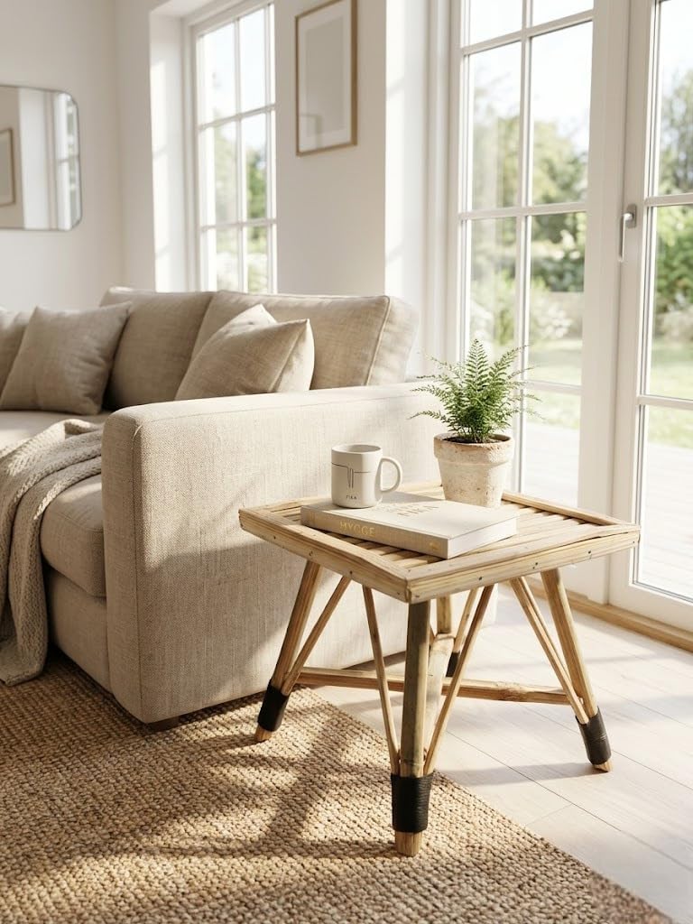 Bamboo Stool for Living Room, Wooden Side Table for Bedroom, Multipurpose Plant Stand for Balcony & Garden, Natural Bamboo Furniture for Home Decor Indoor & Outdoor Use-image-10
