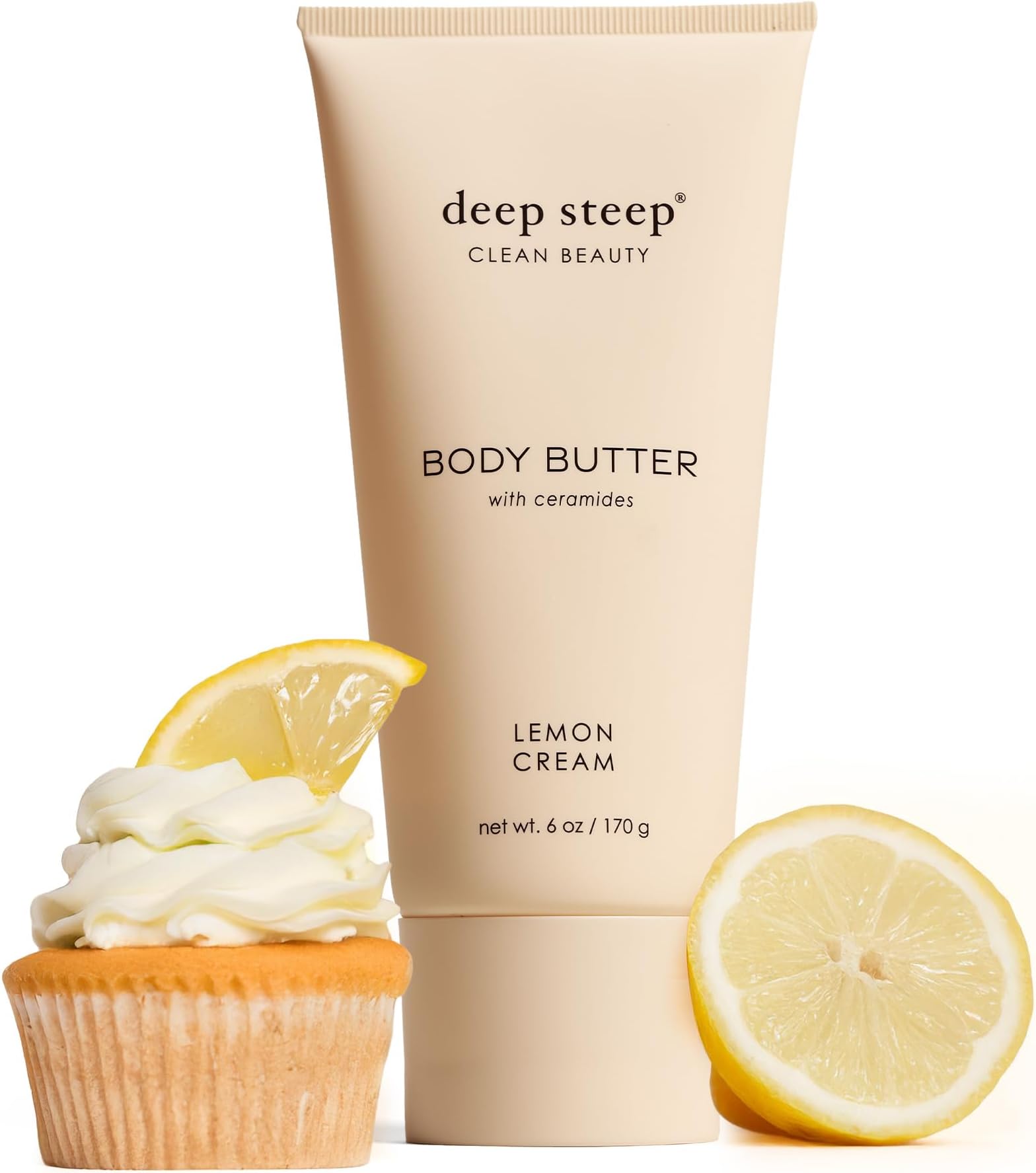 Body Butter, 6 oz – Rich Moisturizer with Ceramides, Coconut Oil, Argan Oil & Aloe Vera – Vegan, Clean Beauty, Smooth & Hydrated Skin (6 Ounces, Lemon Cream)