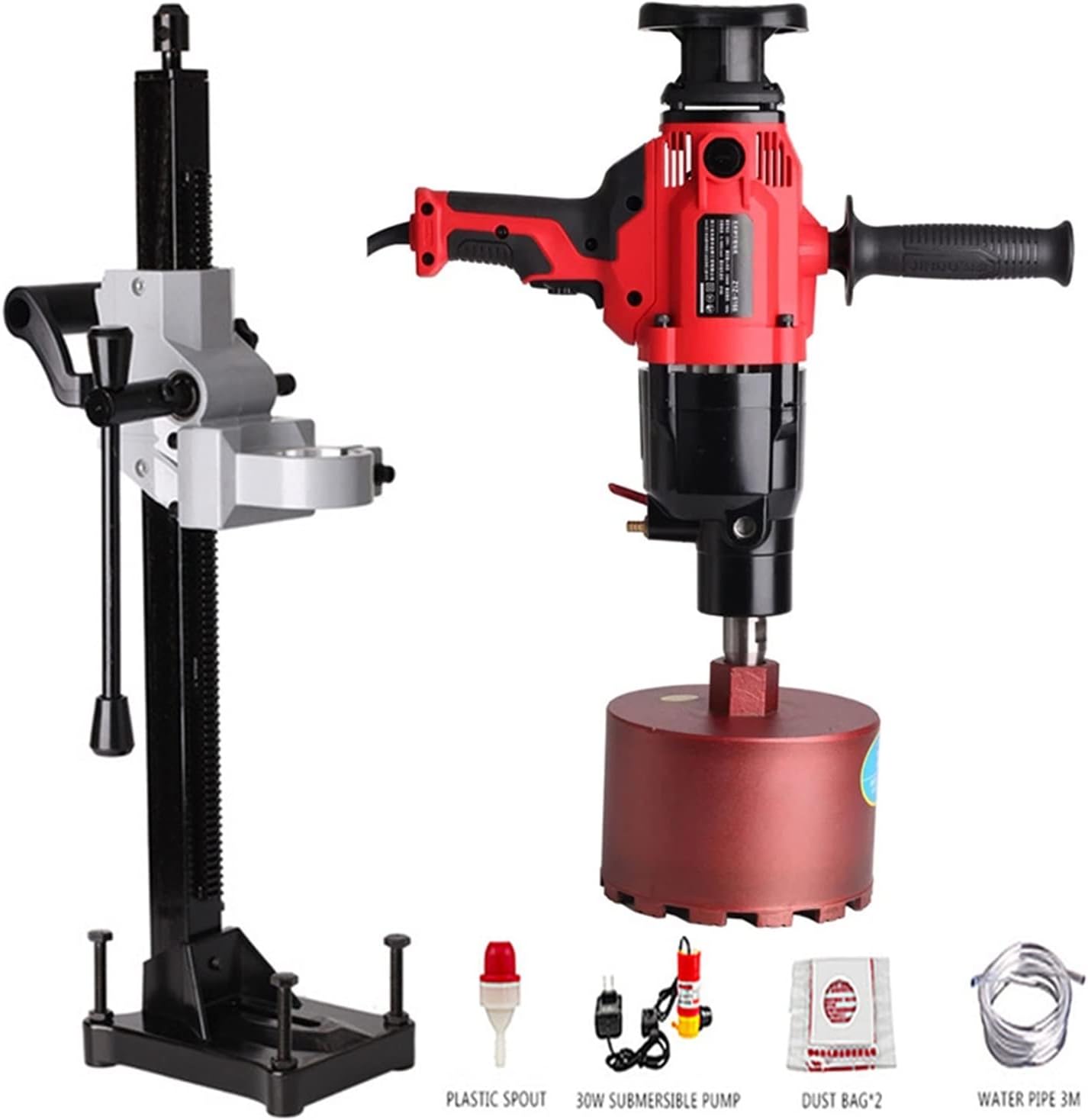 Electric Diamond Water Drill Machine 1600r/min Engineering Torque Drilling Machine Mini Hand Drill Power Tool Max.180MM(Adjustable base)