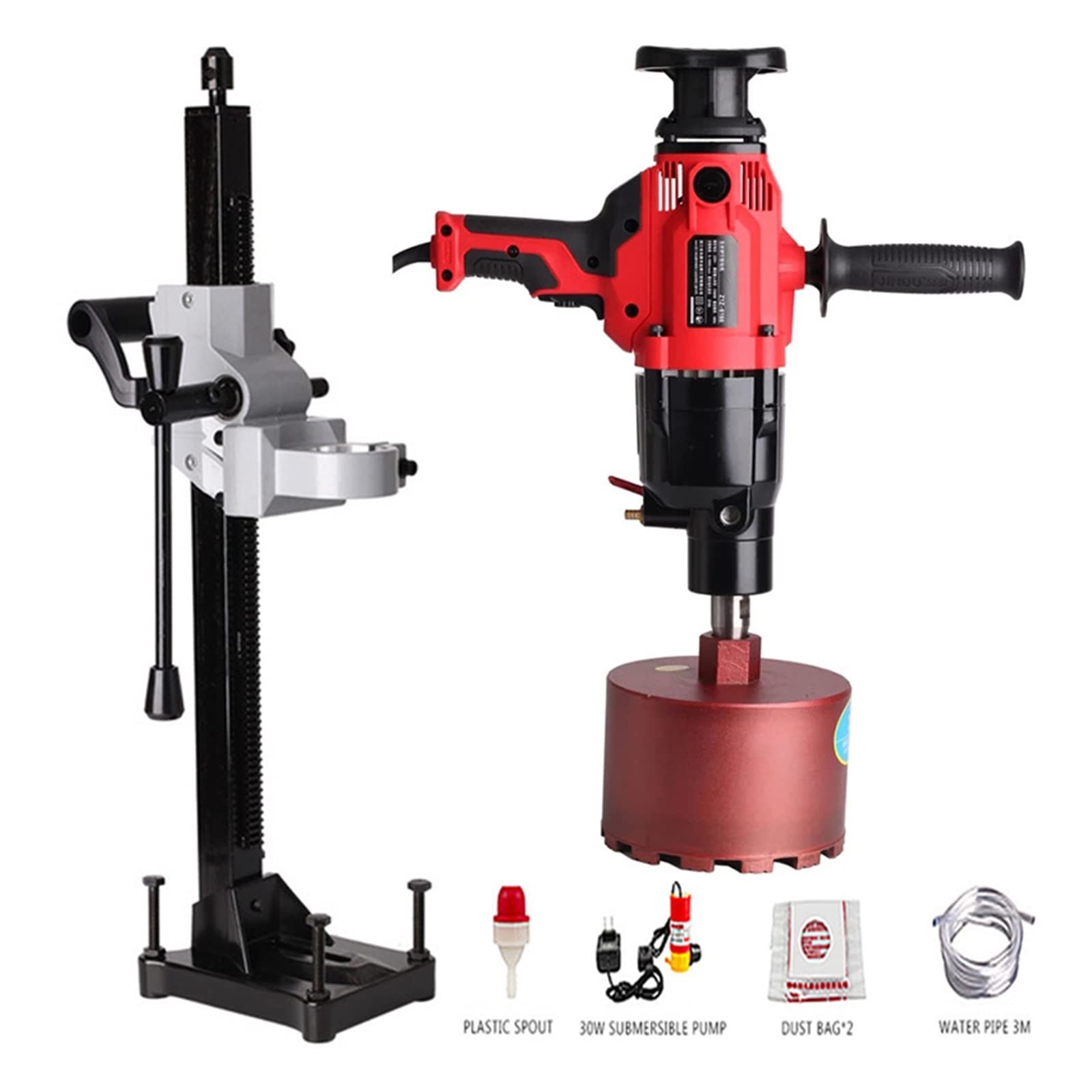 Electric Diamond Water Drill Machine 1600r/min Engineering Torque Drilling Machine Mini Hand Drill Power Tool Max.180MM,DIY Tools(Bracket)