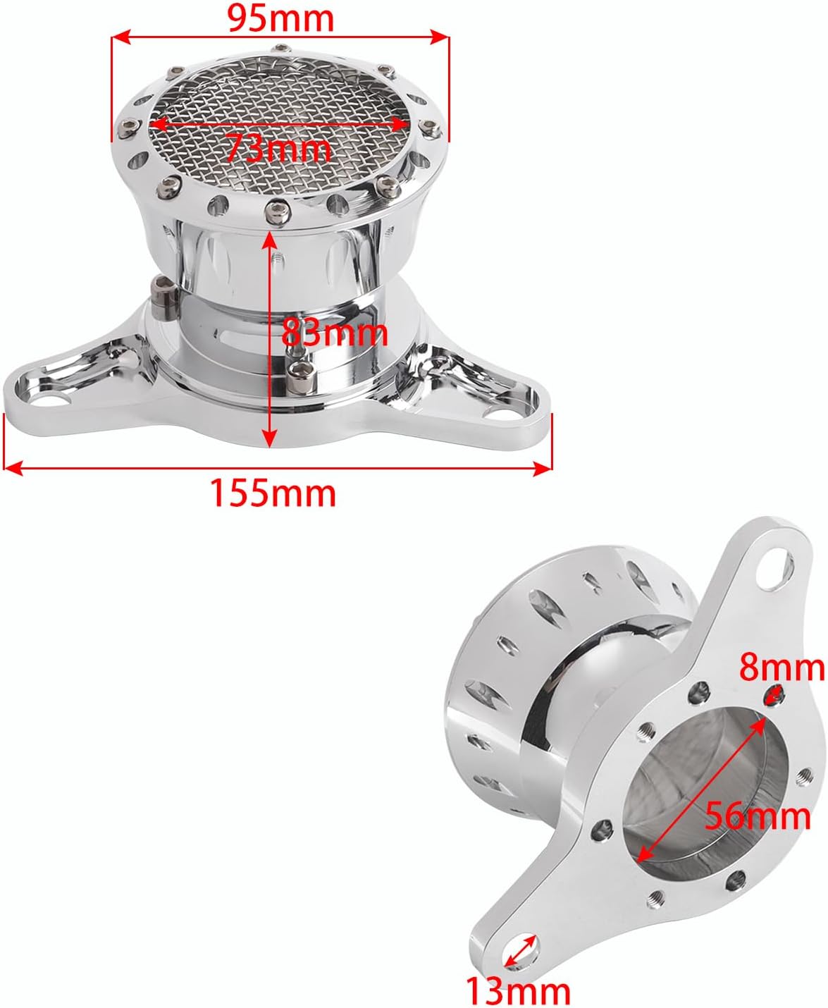 Motorcycle Air Filter CNC Air Cleaner Intake Filter Compatible with Sportster Police XL883 1200 2004-2015 (Chrome)