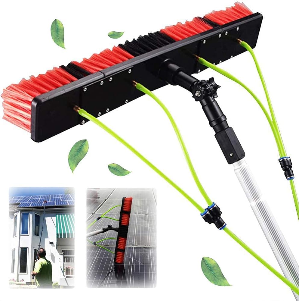 Solar Panel Cleaning Kit 3 12M Water Fed Telescopic Brush for Window Conservatory and Roof Cleaning Extendable Cleaner with Pole/3M Rod/50Cm Brush Head,5m Rod-50Cm Brush Head