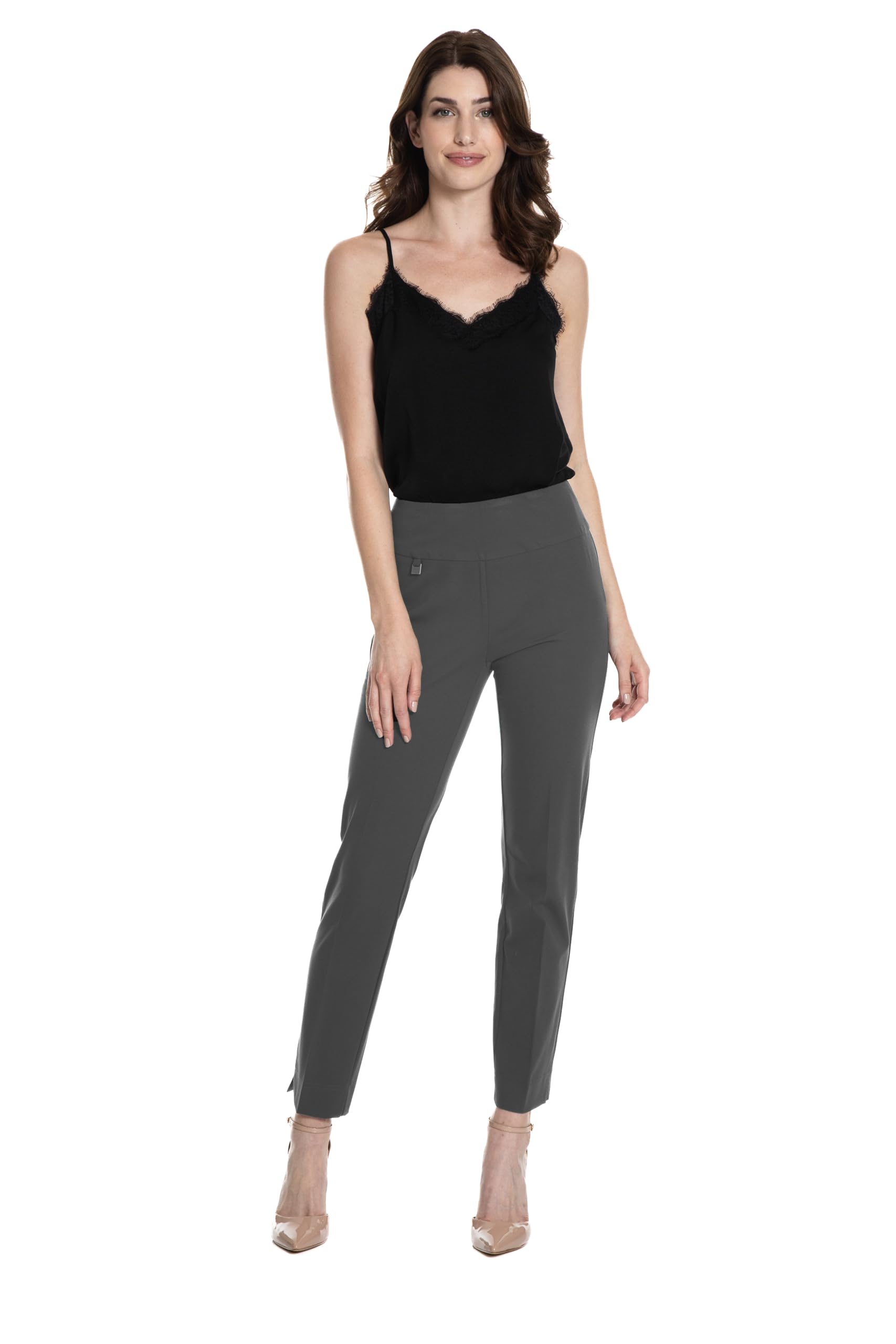 Wide Band Elastic Waist Pull On Ankle Pant