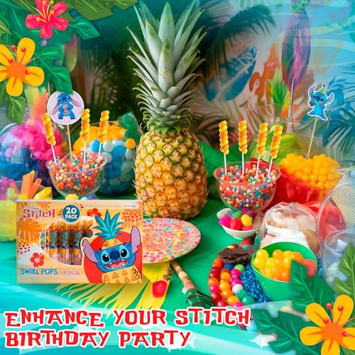 Image of Stitch Swirl Lollipops 20pk- Lilo And Stitch Candy | Lilo And Stitch Party Favors & Stitch Birthday Decorations - Lilo & Stitch Lollipops For Stitch Birthday Party Supplies