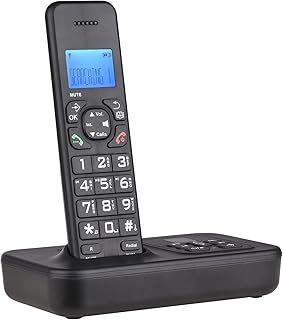 N/A Expandable Cordless Phone System Answering Machine 3 Lines LCD Display Hands-Free Calls 16 Languages for Office (Color : A)