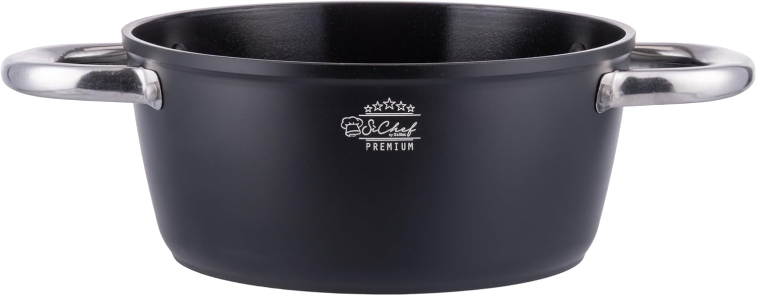 SìChef Premium SìChef Premium Sauté Pan with Lid, 24 cm, Forged Aluminium, Ceramic Non-Stick Coating, Induction Base, SìChef Premium