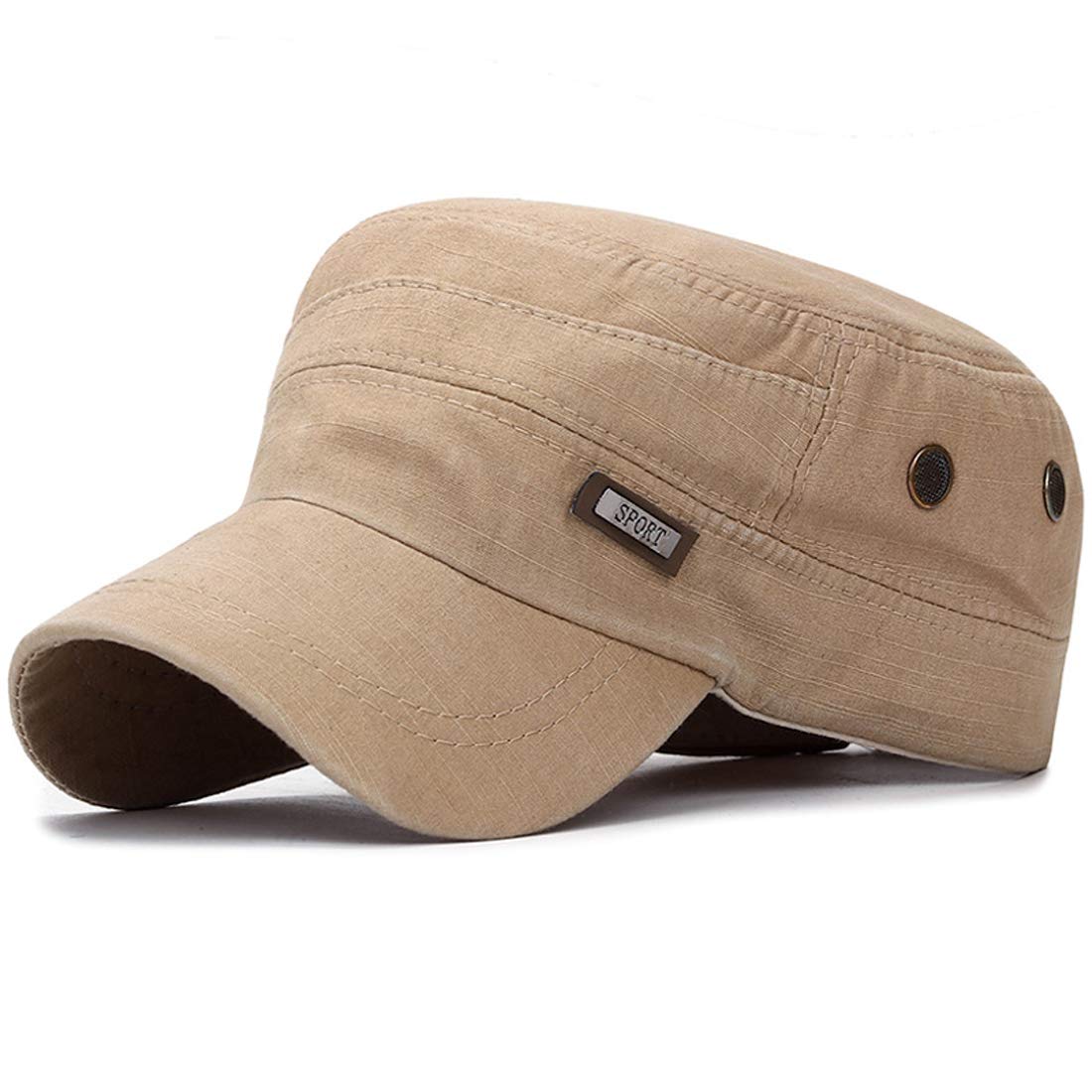 Yixda Men‘s Washed Cotton Military Hat Adjustable Cadet Army Caps (Beige)