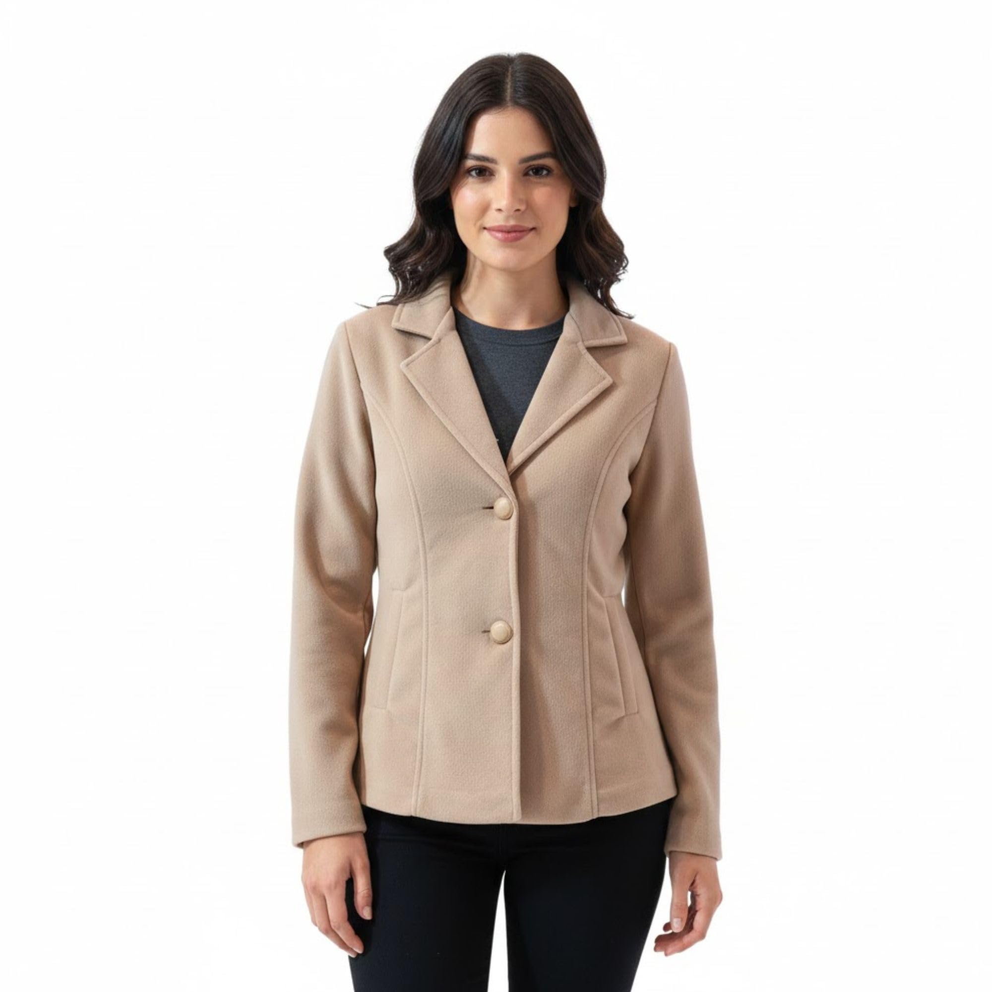 Women?s Solid Woolen Winter Blazer Stylish Regular Fit Jacket & Coat for Office & Casual Wear-image-38