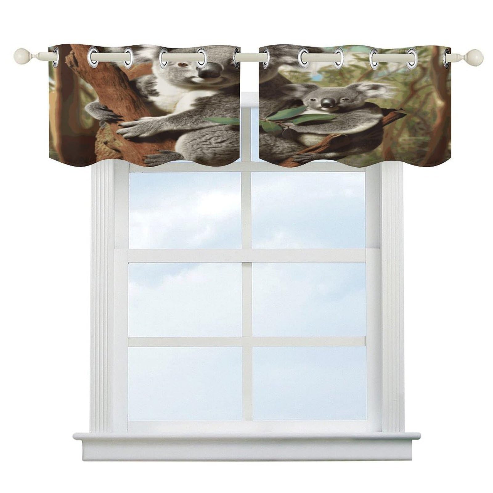 Fekiloot Style Koala Family Short Curtains Valance Curtain