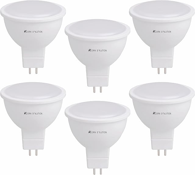AcornSolution MR16 GU5.3 LED Light Bulbs, Dimmable Cool White, 6000K 50W Equivalent Replacement 5W Sport Light With 425 Lumen and 120 Beam Angle, Pack of 6