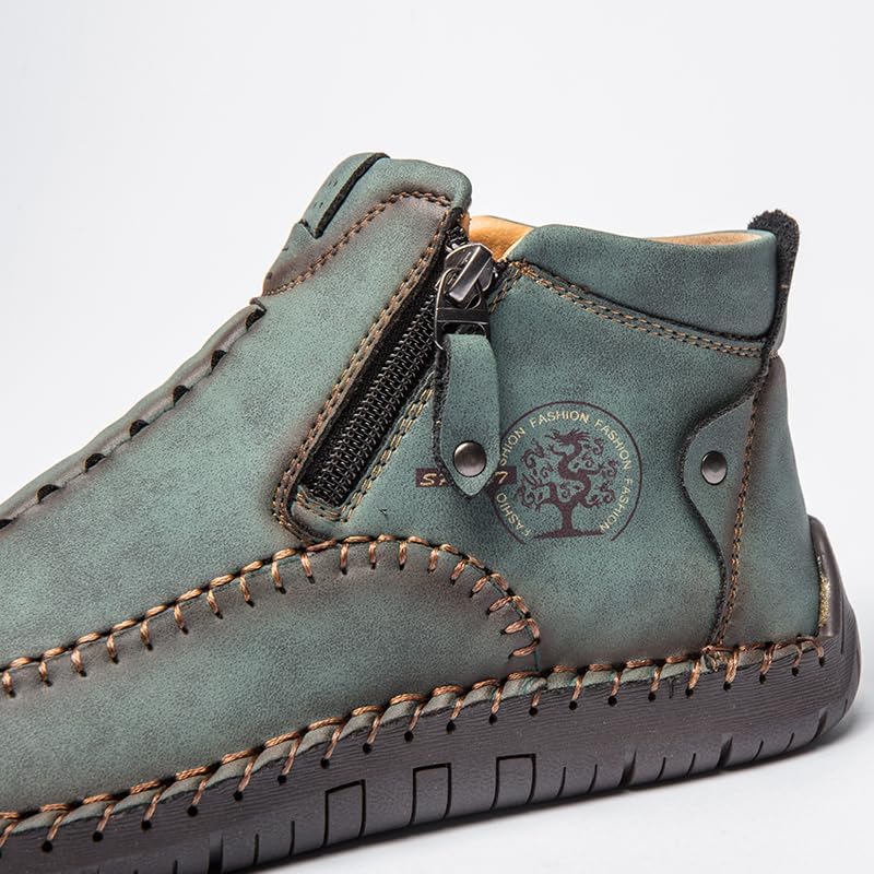men's casual outdoor short boots - hand sewn classic boots with fashionable side zipper decoration, perfect for outdoor enthusiasts and activities