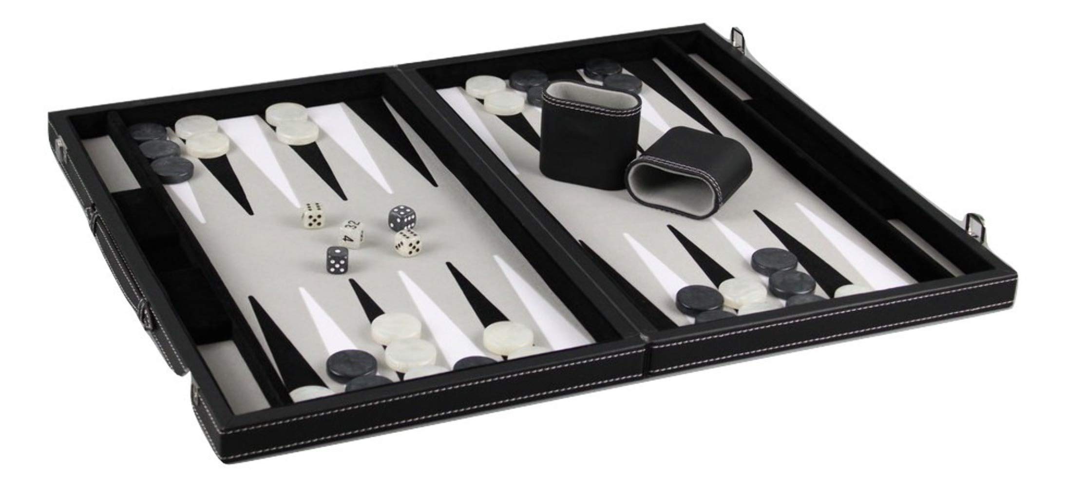 Leather Backgammon Set Graphene Grey- 15"