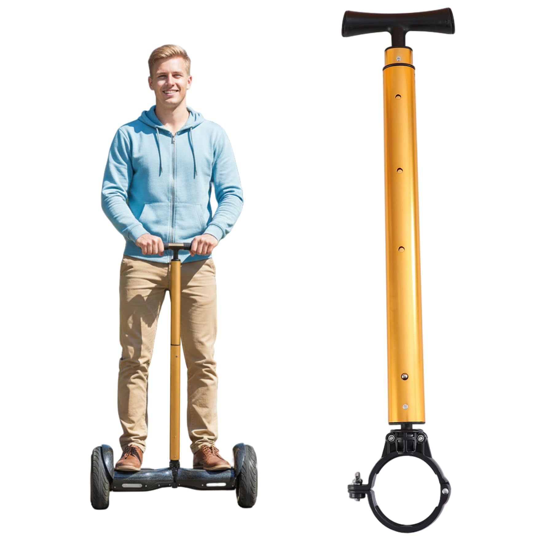 Pineeseatile Hoverboard Handle, Telescopic Metal Hoverboard Attachment Balance Scooter Handle, for Smart Hover Scooter Skateboard Accessory Parts for Daily Use