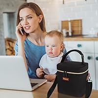Vista 6 de Bolsa enfriadora de leche materna Mancro con paquete de hielo, se ajusta a 6 biberones de hasta 9 onzas, bolsa enfriadora de biberones aislada