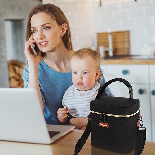 Miniatura 6 de Mancro Bolsa enfriadora de leche materna con bolsa de hielo, se adapta a 6 biberones de hasta 9 onzas, bolsa aislada para botellas de leche materna