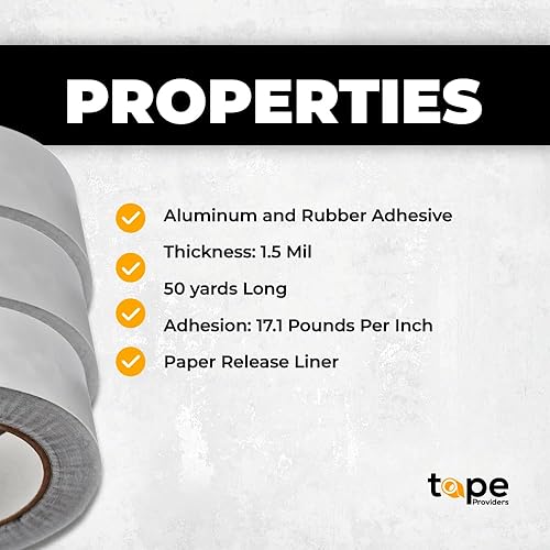 Miniatura 6 de WOD AFTR28 Cinta de papel de aluminio - 3 pulgadas x 150 pies. Cinta selladora reflectante con protección térmica, ideal para aislamiento y