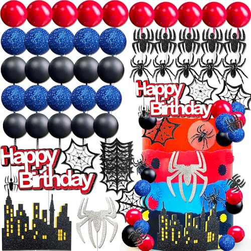 48Pcs Superhero Birthday Cake Decoration Superhero Party Favors C...