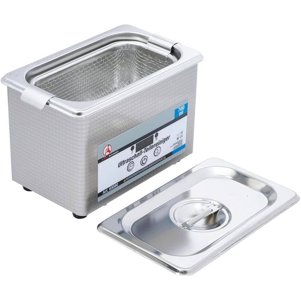 Bandeja ultrasónica de 700 ml, 17,6 x 16 x 22,6 cm, acero inoxidable, capacidad media, limpieza precisa y eficaz - D-Work