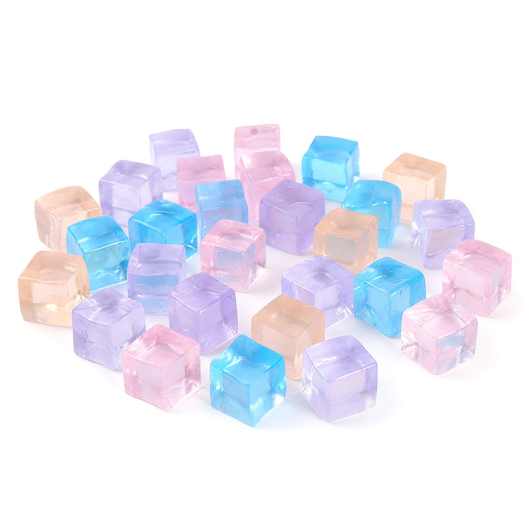 Ice Cube Stress Ball 30PCS 1in Flexible Clear Ice Block Squeeze Toys Stress Balls Portable Relief Toy for Office Party Random Color