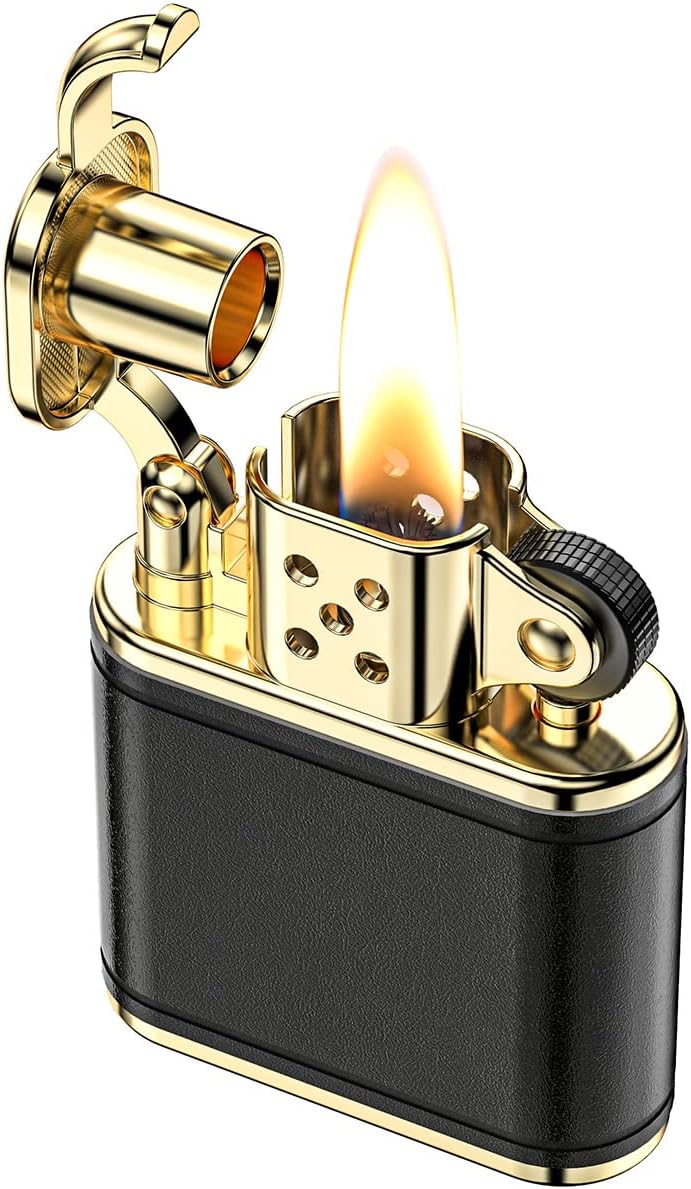 Petrol Lighter, Vintage Trench Leather Lighter for Man (Sold without Petrol)
