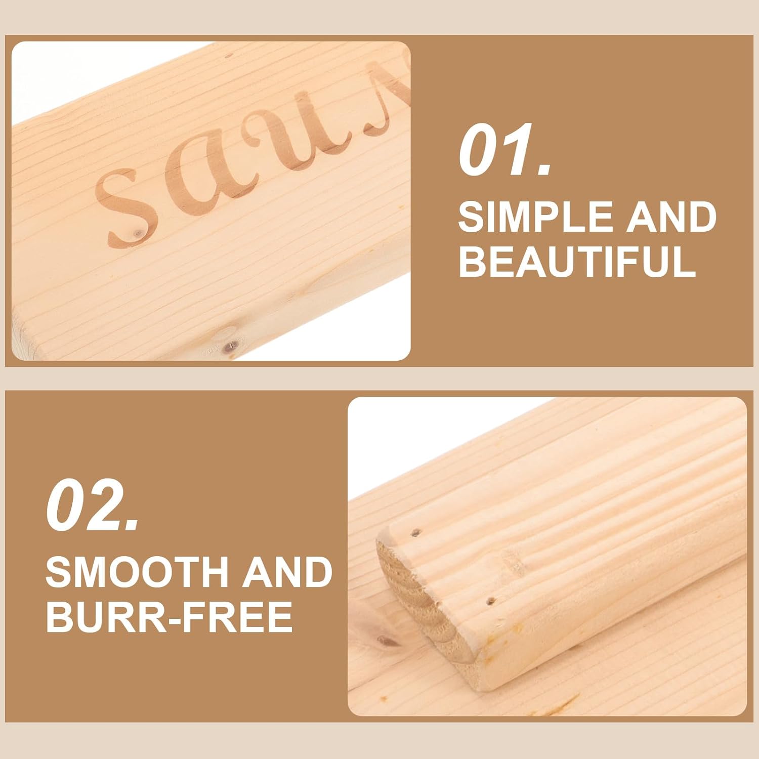 GLEAVI Wooden Sauna Door Handle Replacement Set Simple Wood Pull Handle for Steam Room and Sauna Cabin Convenient Multi-use