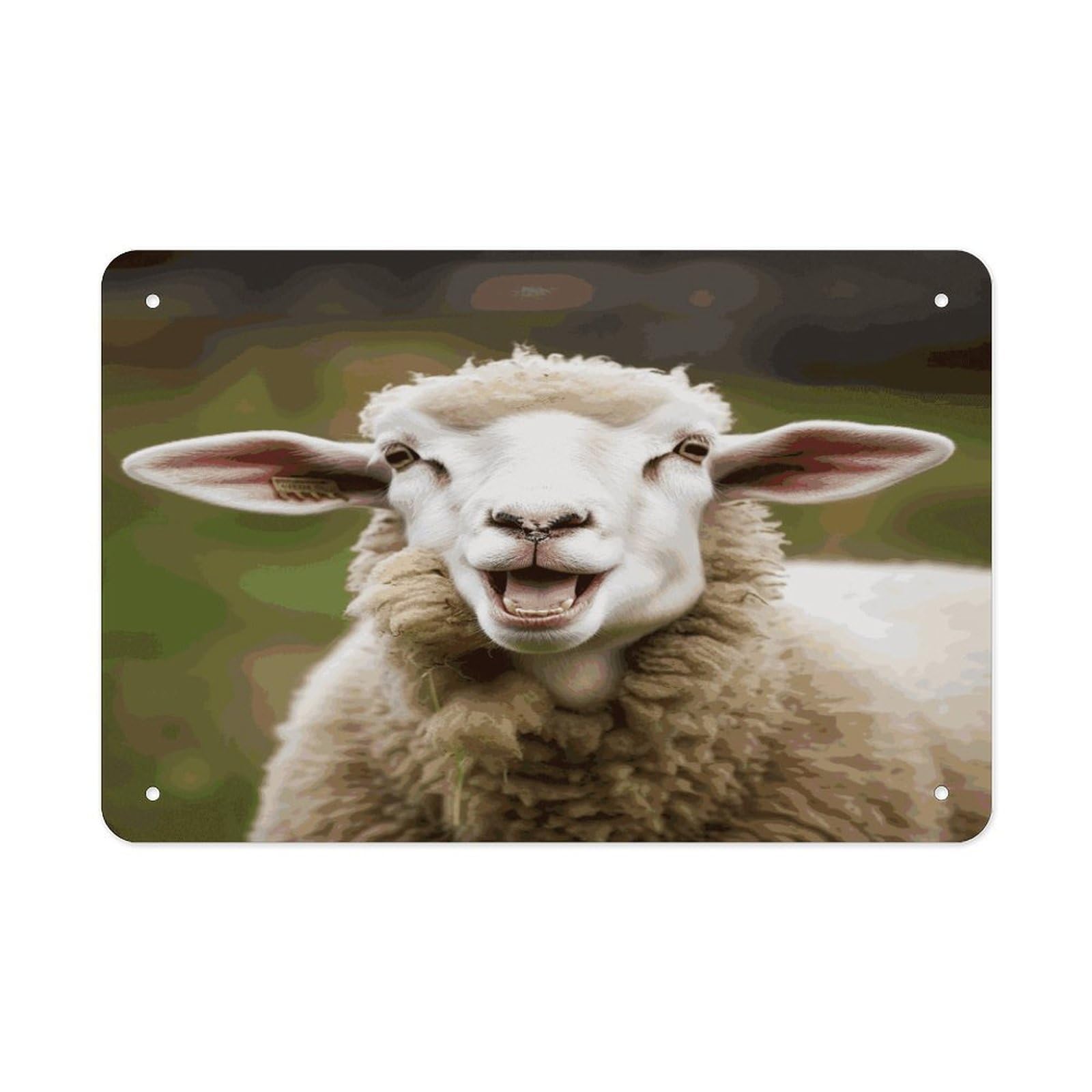 Fekiloot Style Funny Naughty Sheep Tongue Cute Animal Metal Signs Wall Art Tin Sign