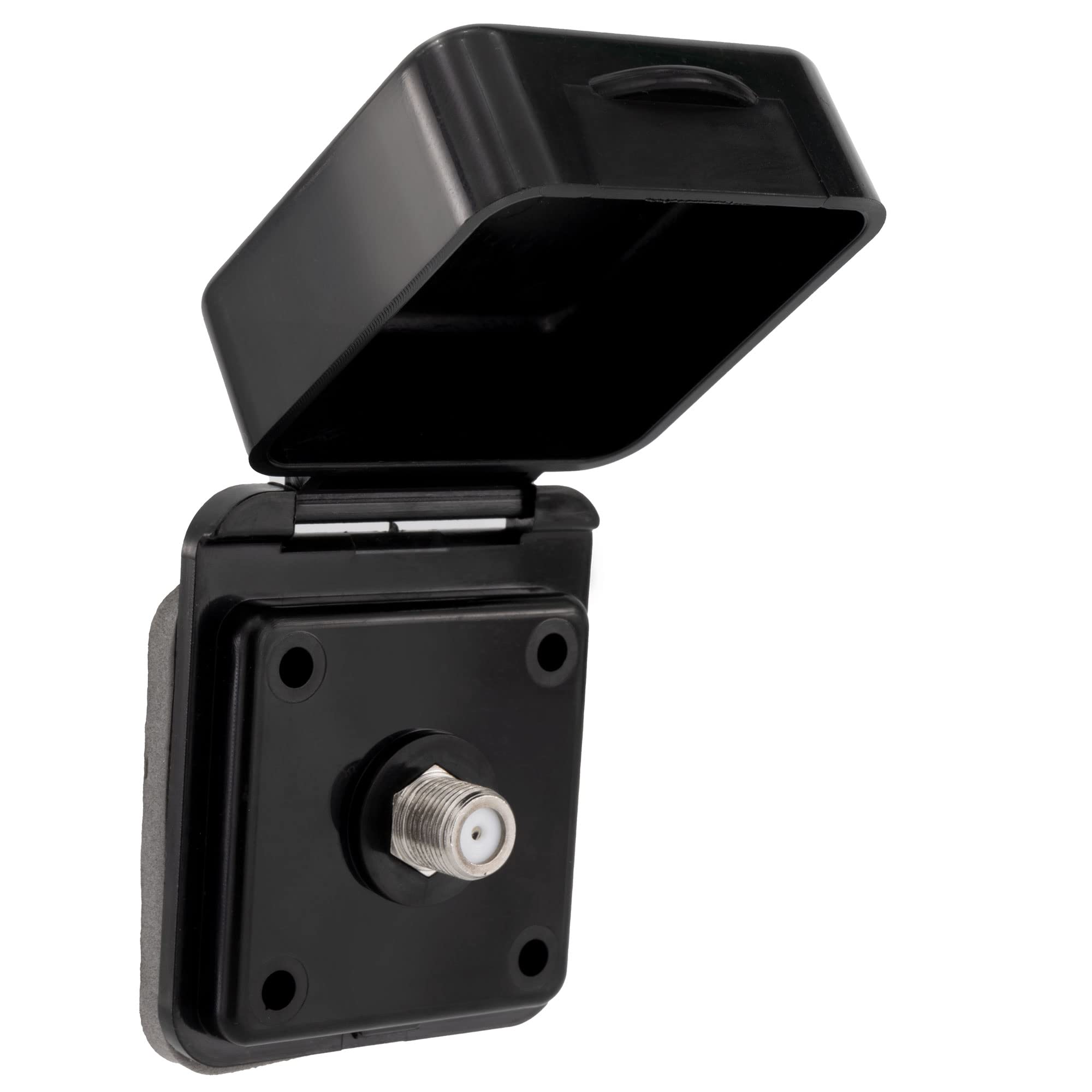 RecPro Placa de Entrada de TV por Cable RV | Antena coaxial/Conector de Cable | Opción Negra o Blanca (Negro)