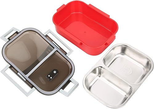 Miniatura 7 de Fiambrera portátil de acero inoxidable con orificio de ventilación y hebillas cortas para viajes al aire libre, camping, picnic, 23.7 fl oz 8.3 x